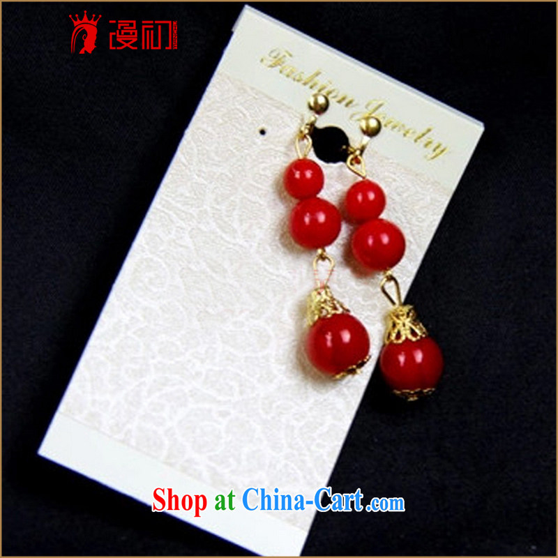 Definition 2015 early modern cheongsam dress accessories Chinese brides red earrings ear clip ornaments red, spread, early, and shopping on the Internet
