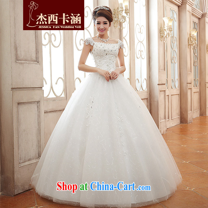 Jessica covers marriages wedding dresses new 2014 spring and trendy, Korean version lace with a shoulder shoulders 2112 white XL