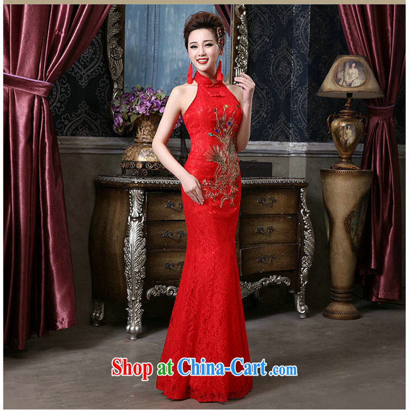 There is a red bride is also exposed the lace Phoenix crowsfoot cheongsam QQC 1004 big red XXL, yet, and that, on-line shopping