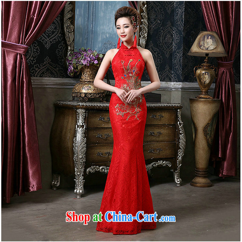 There is a red bride is also exposed the lace Phoenix crowsfoot cheongsam QQC 1004 big red XXL, yet, and that, on-line shopping