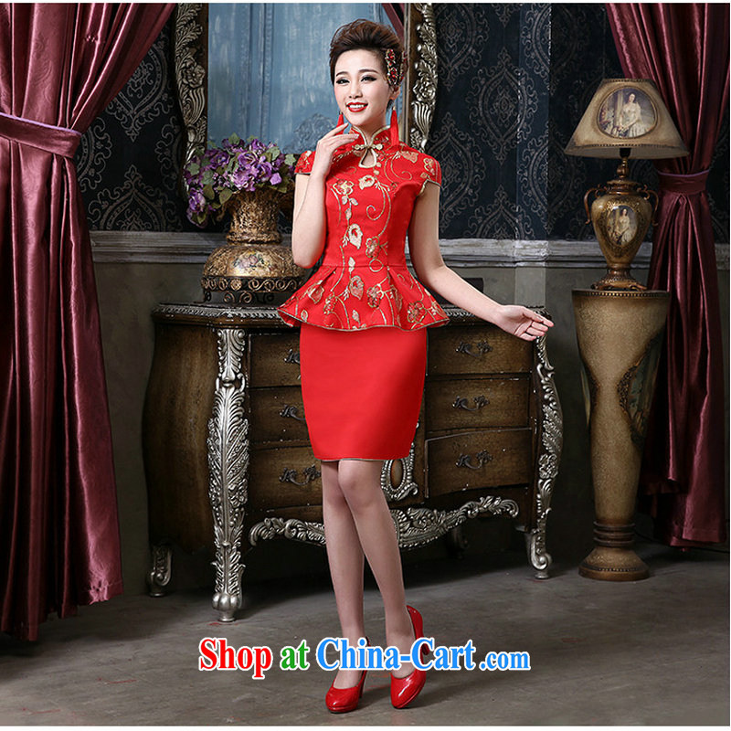 There is a red retro marriage short, bridal wedding dress QQC 1007 big red XXL, still, a, and, shopping on the Internet