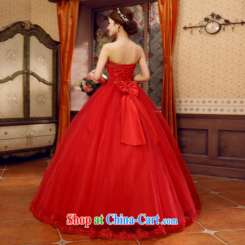 There is embroidery bridal lace bare chest Korean bridal wedding dresses 2015 new spring and summer tied with a bow-tie red XXXL Suzhou shipping, embroidered bridal, shopping on the Internet