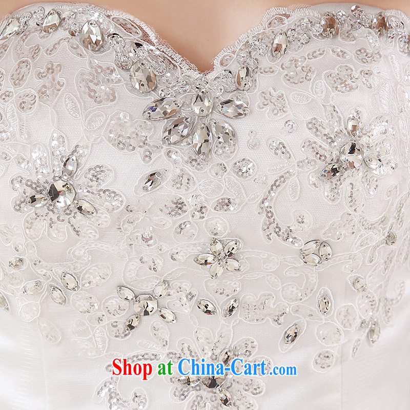 There is a bride's 2015 new spring and summer Korean version Mary Magdalene chest strap with wood drill bridal wedding dresses white XXXL Suzhou shipping and it is absolutely not a bride, online shopping