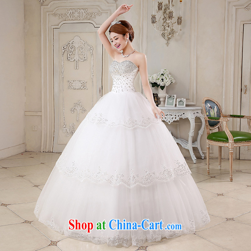 2015 new luxury parquet drill wiped his chest strap wedding dresses lace Princess with graphics thin diamond jewelry bridal wedding, bride with white XXXL Suzhou shipment, it is no embroidery bridal, shopping on the Internet