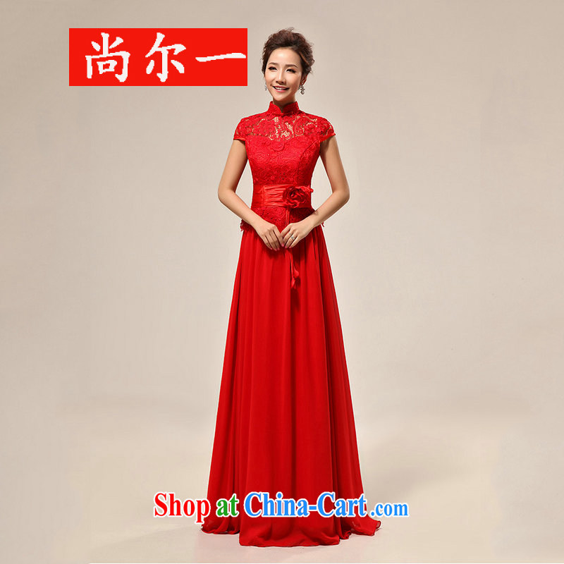 There is a new, luxury, a field shoulder red lace bridal wedding dress XS 7106 red XXL
