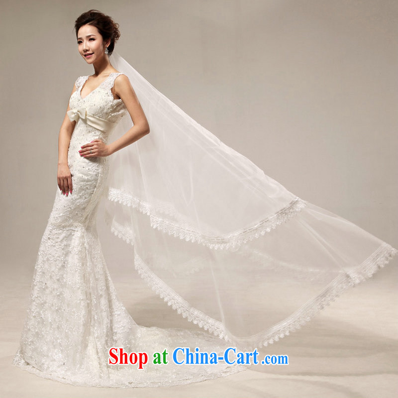 There's a royal old fashioned sense V Deluxe lace beauty crowsfoot tail bridal wedding XS 7017 M white XXL, there is, and that, on-line shopping