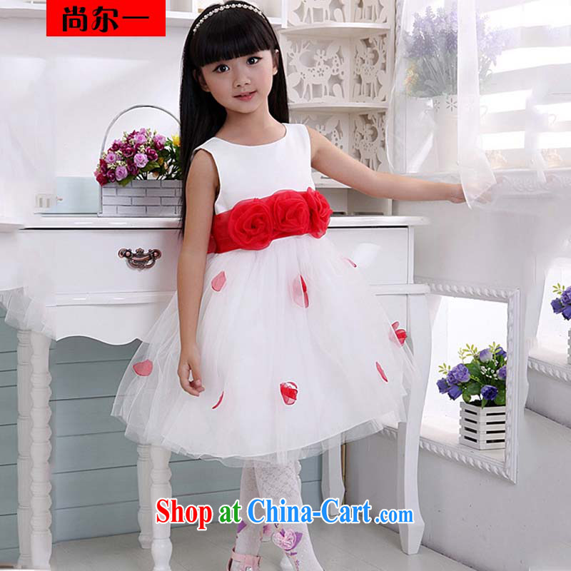 There is a Children's concert dress skirt dance serving children Snow White Dress shaggy skirts XS 1025 white 10 yards
