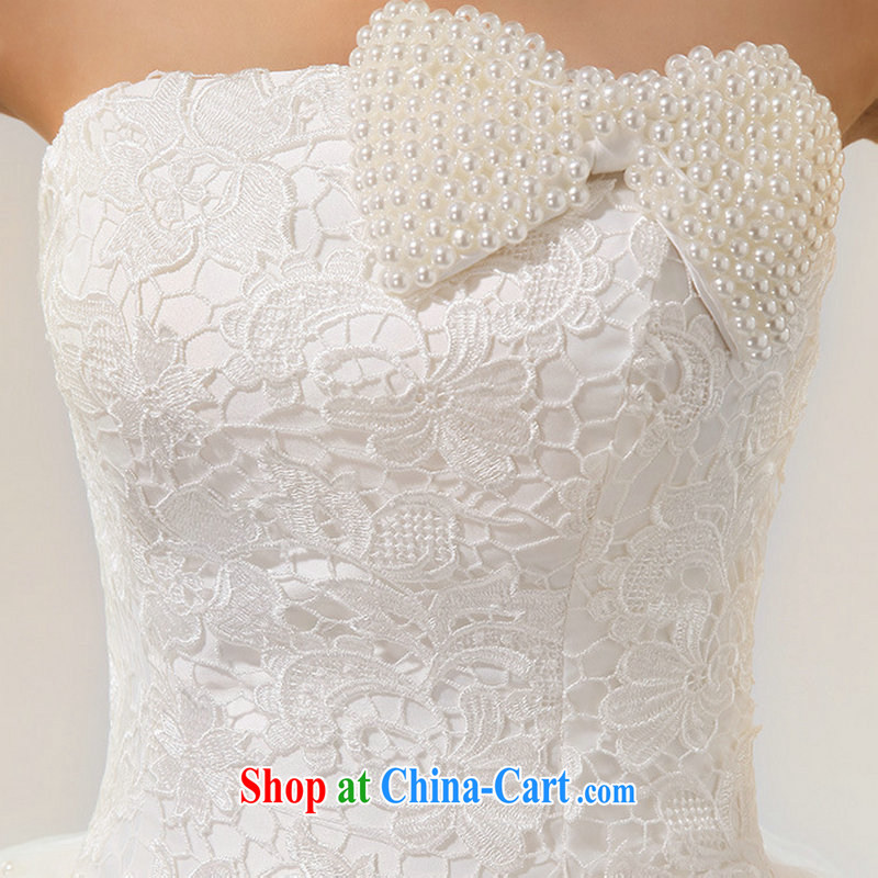 There is a Korean-style sweet bow-tie lace bridal wedding dresses XS 5234 m White XL, there's a, online shopping