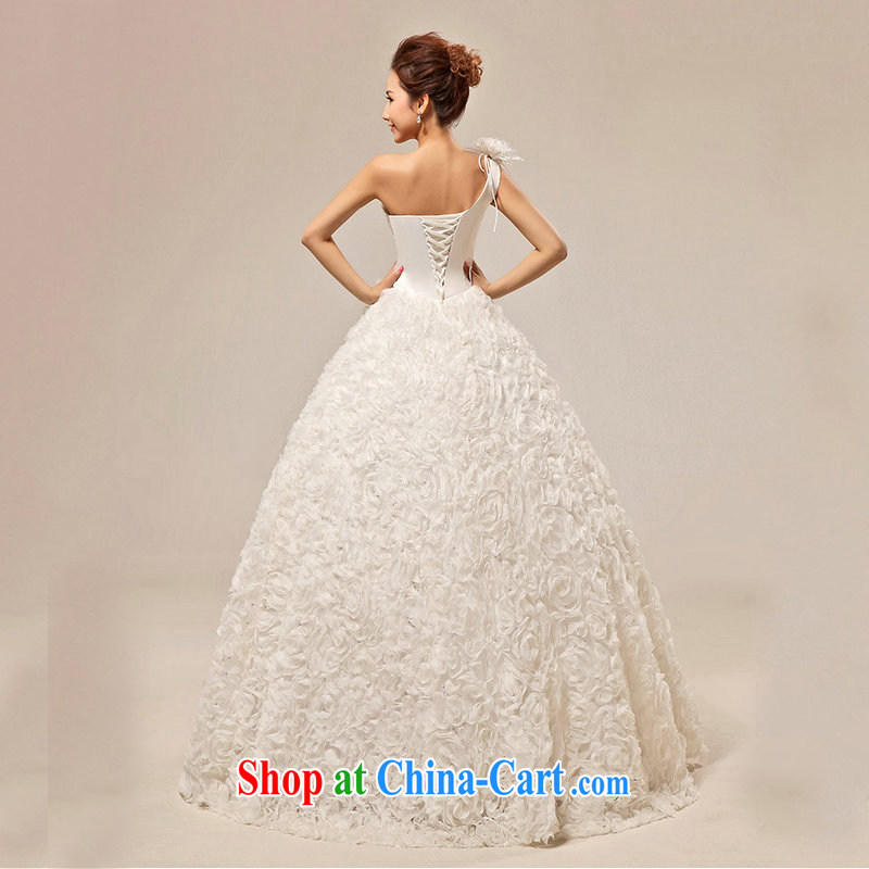There's a wedding dresses Korean sweet Princess with bride's single shoulder bare chest wedding XS 5230 m White XXL, there's a, shopping on the Internet