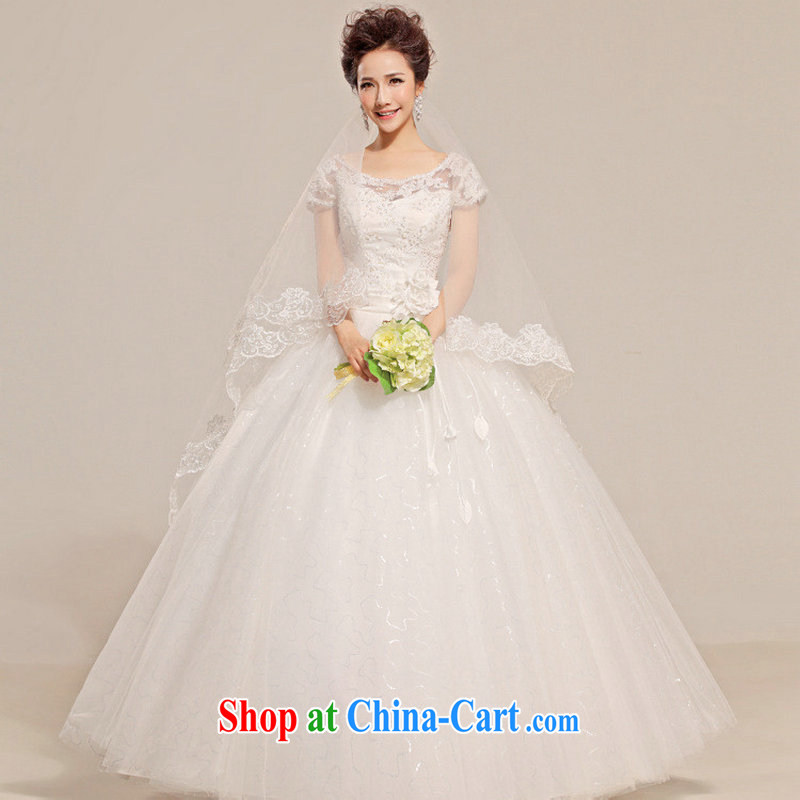 Still, 12,014 New Field shoulder lace wedding Korean bridal white sweet with shaggy yarn XS summer 6626 white XXL