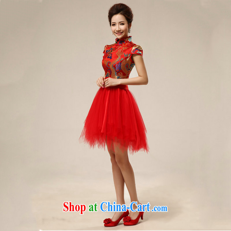Still, 12,014 spring new Korean package shoulder short sleeve wedding dresses bridal wedding toast wedding dress small dress short XS 6603 red XXL, there is a, and shopping on the Internet