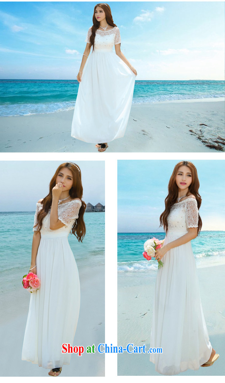 kam beauty 2014 New a field for serial staples snow Pearl woven dresses bare shoulders short-sleeved beach skirts lace evening dress J 5092 white XL pictures, price, brand platters! Elections are good character, the national distribution, so why buy now enjoy more preferential! Health