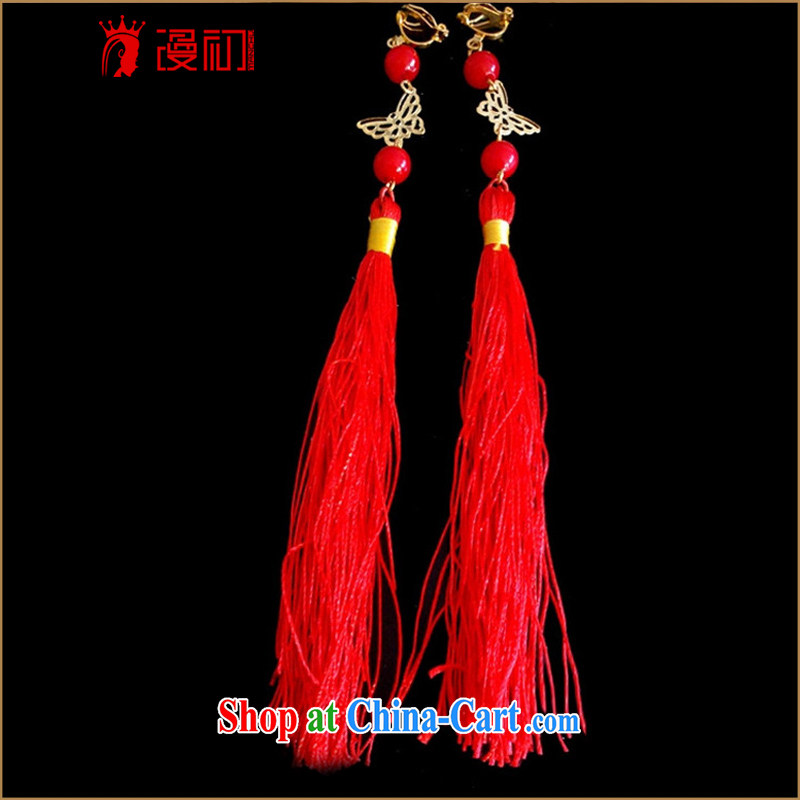 Diffuse early marriages accessories wedding dresses accessories retro elegant temperament, ear fall wedding wedding red ear fall, early definition, shopping on the Internet