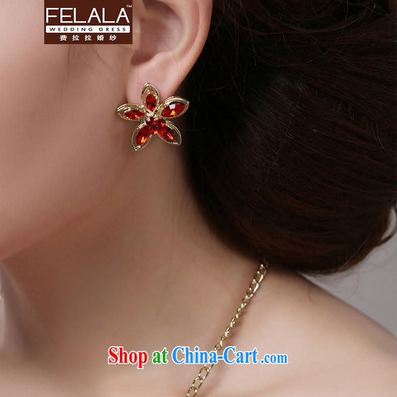 Ferrara jewelry red water diamond necklace earrings two-piece won minimalist water drilling flowers necklace set, La wedding (FELALA), and, on-line shopping