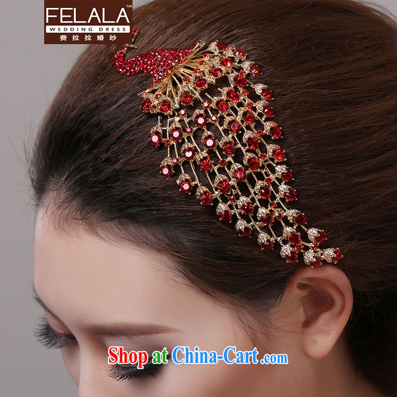 Ferrara red Peacock hair accessories bridal wedding head-dress the red gold Korean dress dresses accessories 2015 new, La wedding (FELALA), shopping on the Internet
