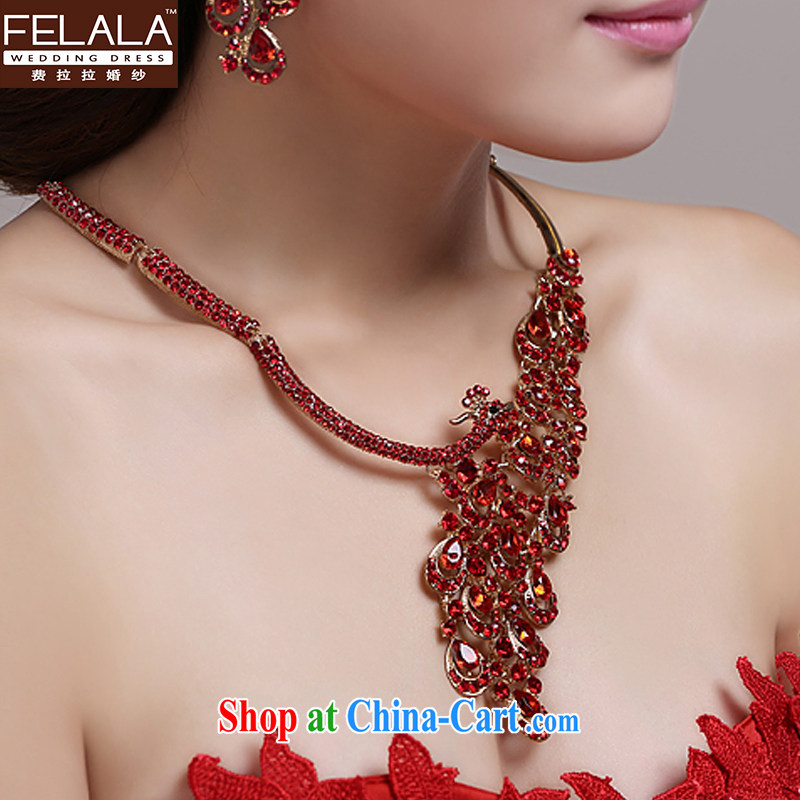 Ferrara bridal jewelry set red marriage Peacock necklace two-piece head-dress wedding dresses and jewelry, and Ferrara bridal suite (FELALA), online shopping