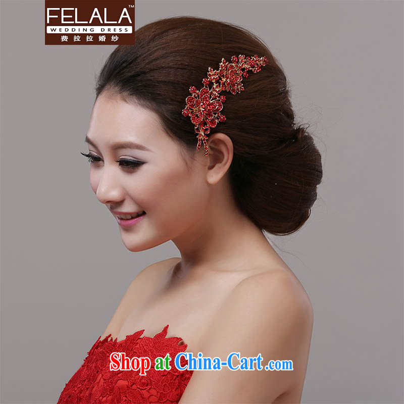 Ferrara bridal jewelry red wedding head-dress red floral gold hair accessories kit chain jewelry 2015 new products, La wedding (FELALA), shopping on the Internet