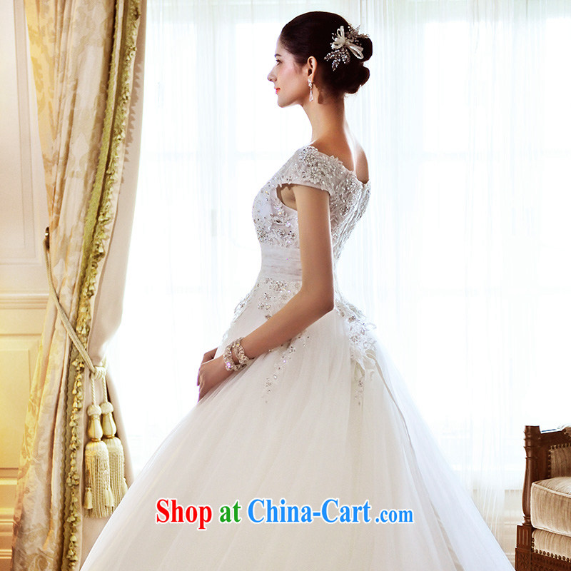 Full court, shoulder Deep V collar tail wedding dresses S 21,470 new Korean wood drill English bride's wedding-tail 100 CM tailored, garden, and shopping on the Internet