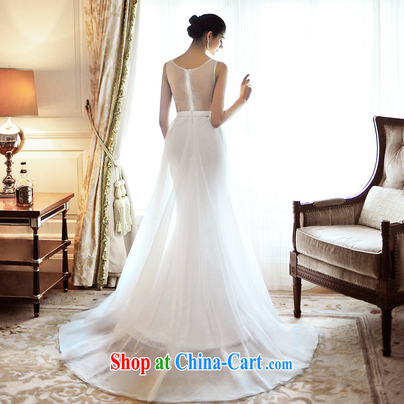 Garden spring 2015 new wedding dresses is also shoulder strap Korean version tail white bridal wedding wood drill S 21,471 tail 100 cm are tailored to full chamber-fang, shopping on the Internet