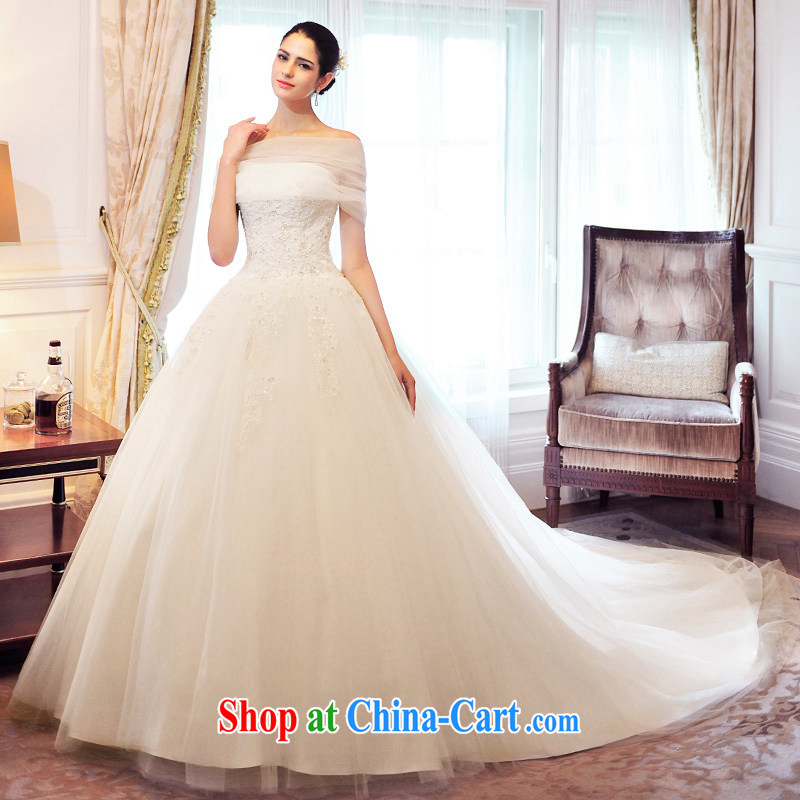 2015 Garden spring new wedding dresses bare chest a Field shoulder two through drag and drop the Korean wedding S 21,460 tail 60 CM tailored, garden, shopping on the Internet