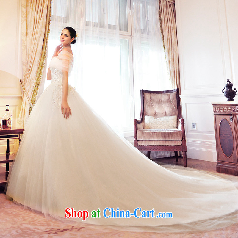 2015 Garden spring new wedding dresses bare chest a Field shoulder two through drag and drop the Korean wedding S 21,460 tail 60 CM tailored, garden, shopping on the Internet