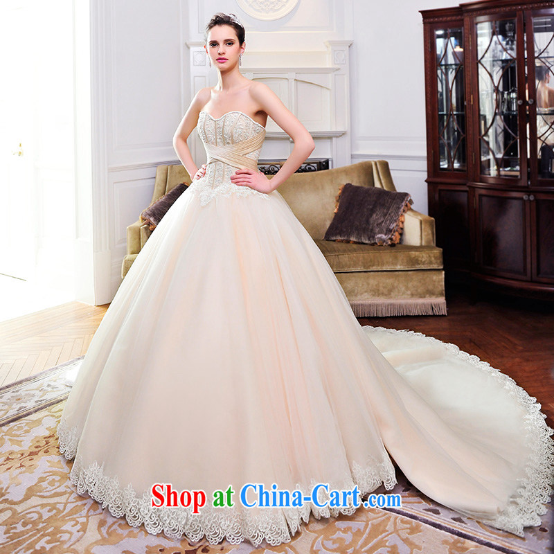 Garden 2015 new wedding dresses bare chest Deluxe Big-tail Korean raw color bridal wedding S 21,482 tail 100 CM tailored