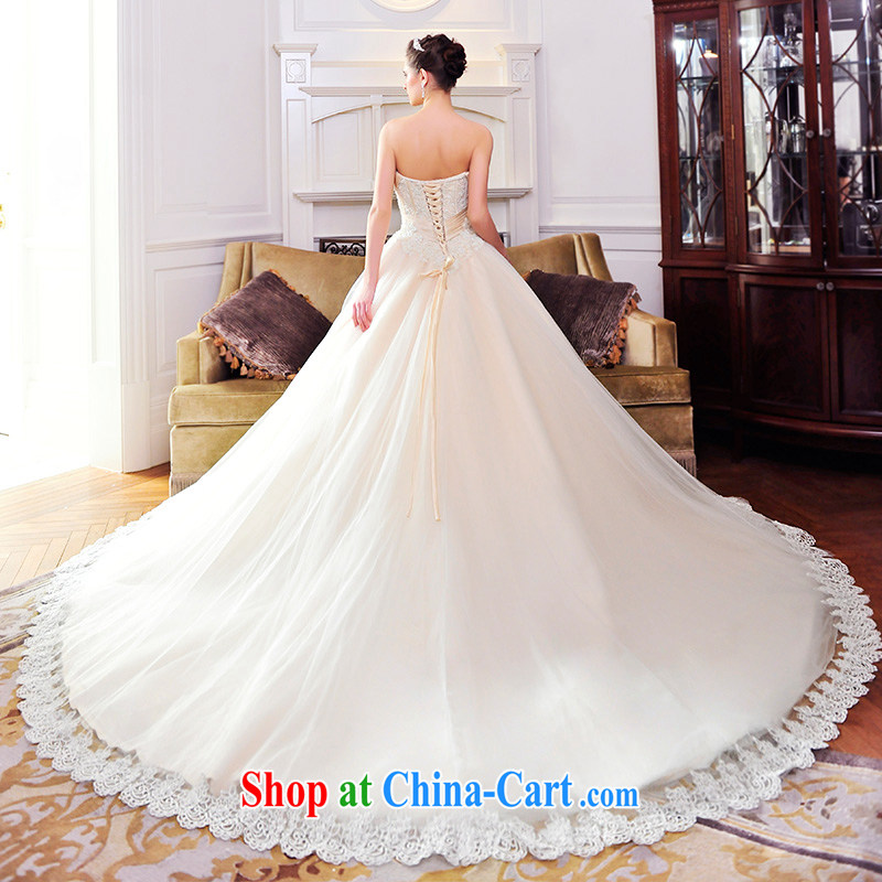 Full court, 2015 new wedding dresses bare chest Deluxe Big-tail Korean raw color bridal wedding S 21,482 tail 100 cm are tailored to full chamber-fang, and shopping on the Internet