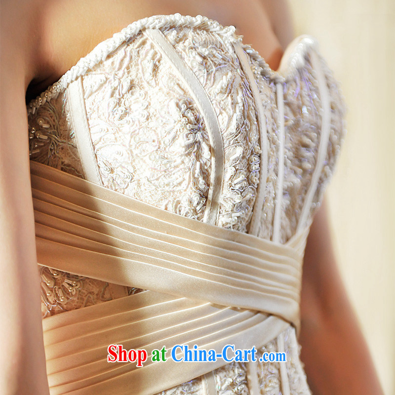 Full court, 2015 new wedding dresses bare chest Deluxe Big-tail Korean raw color bridal wedding S 21,482 tail 100 cm are tailored to full chamber-fang, and shopping on the Internet
