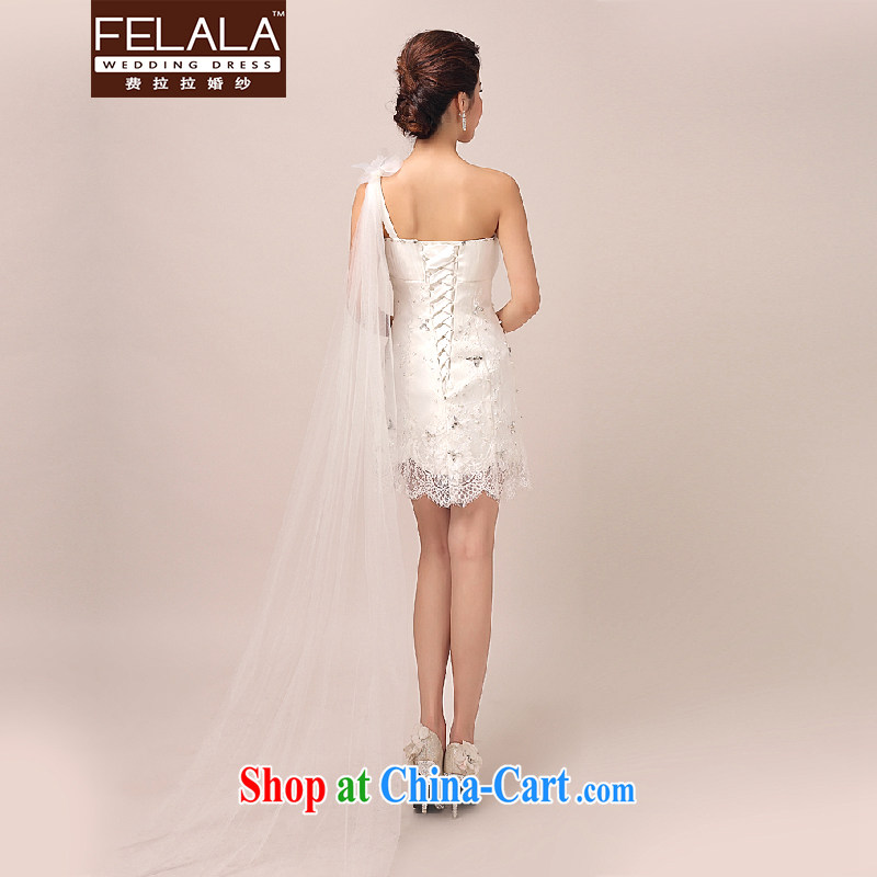 Ferrara spring 2015 new bride single shoulder strap with floral shaggy dress tail wedding dresses short photography by a two-tail XL Suzhou shipping, La wedding (FELALA), online shopping