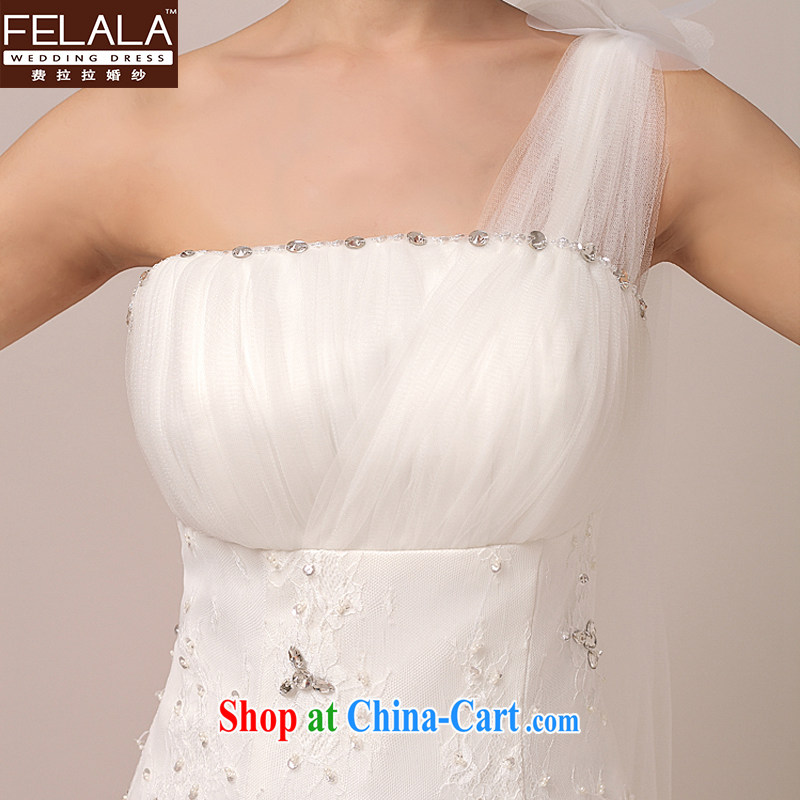 Ferrara spring 2015 new bride single shoulder strap with floral shaggy dress tail wedding dresses short photography by a two-tail XL Suzhou shipping, La wedding (FELALA), online shopping