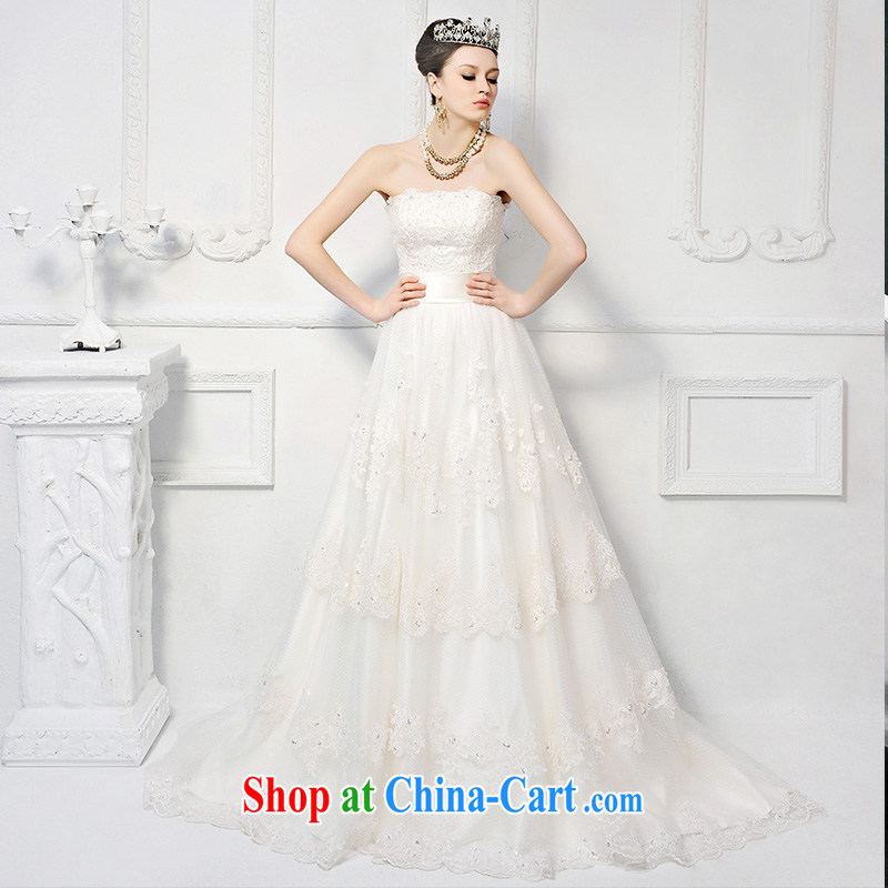 Full court, 2015 new bride wedding wiped his chest wedding dresses lace inserts drill white long-tail strap H 935 tail 50CM tailor, garden, and shopping on the Internet