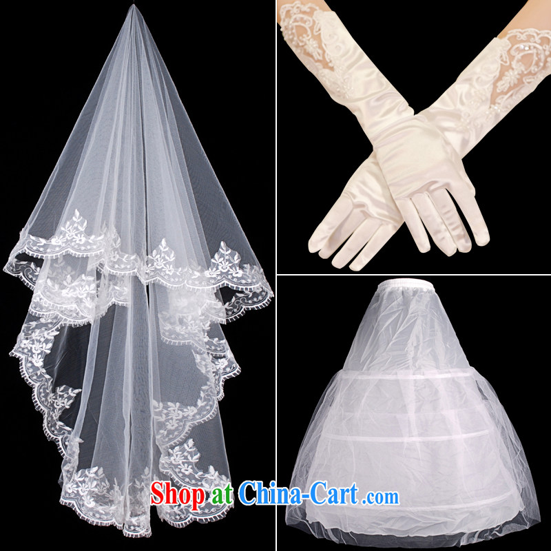 Mrs Alexa Lam unpunished new embroidered head yarn long, the embroidery port take gloves wedding dresses common skirt stays 3 piece Combination 03,130