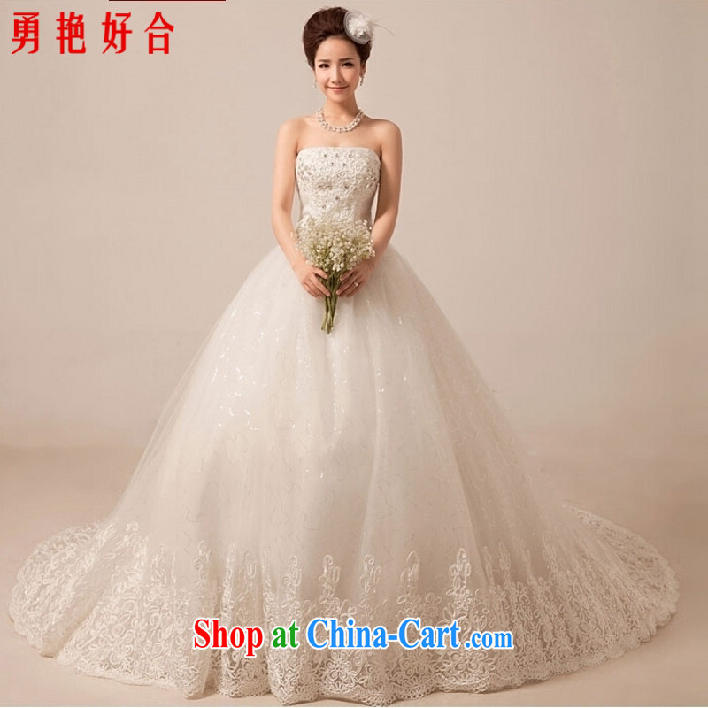 In accordance with the preceding yarn kyung dong wedding dresses new 2015 waist in bare chest sweet Korean version diamond jewelry large tail wedding with white tail. Size