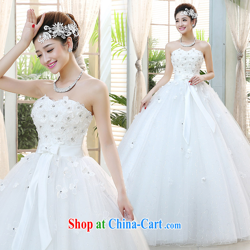 The United States, wedding dresses 2015 new bride's wedding Mary Magdalene chest water drilling flowers Korean-style binding with sweet beauty graphics thin wedding H - 39 white M, AIDS and the United States (Imeinuo), online shopping