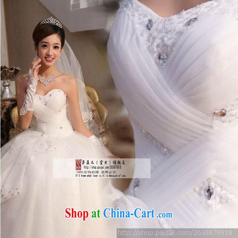Love so Peng 2015 stars, with winter Korean elegant sweet Princess with bare chest drill video thin wedding dresses white XL pieced, love so Pang, shopping on the Internet