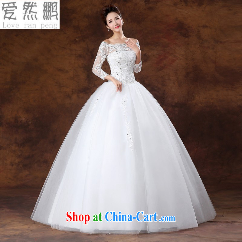 2015, bridal wedding dresses lace a shoulder for long-sleeved half Korean Princess retro with long-sleeved white L pieced