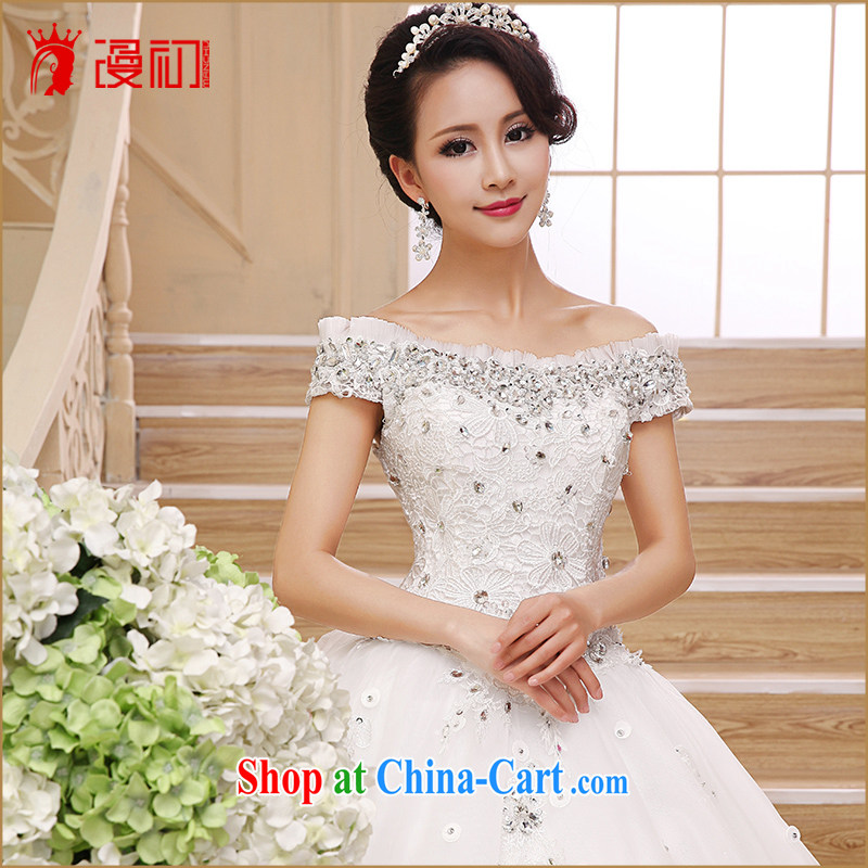 Early definition wedding dresses new 2015 retro Korean layout with graphics thin Luxury Water drilling package shoulder a shoulder wedding white L, diffuse, and, shopping on the Internet