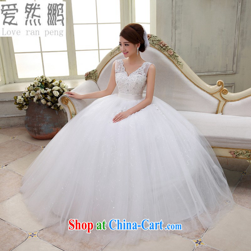 Pregnant women wedding field shoulder Korean high waist straps, wedding dresses new 2015 lace V collar HS 6263 white M pieced