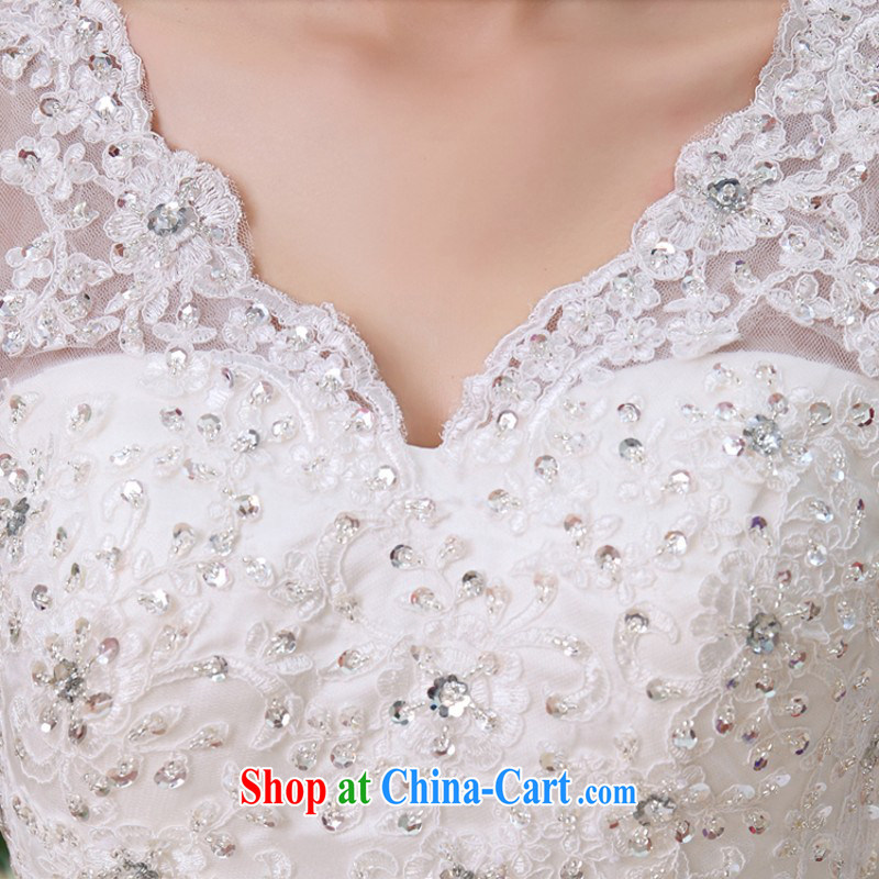 Pregnant women wedding a Field shoulder Korean high-waist straps, wedding dresses new 2015 lace V collar HS 6263 white M pieced, love so Pang, shopping on the Internet