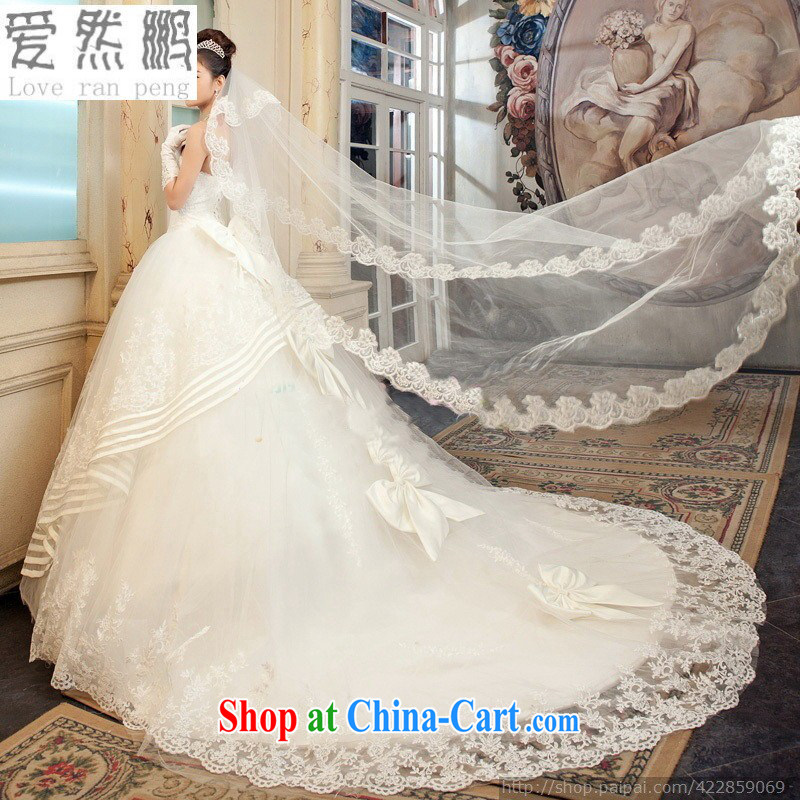 Love so Peng 2014 new Wedding Video thin exclusive luxury lace long-tail Korean Korean sweet Princess 9036 white S pieced