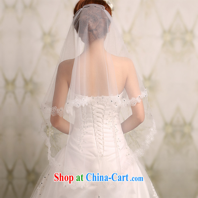 The United States, wedding dresses with head-dress bridal head yarn Korean-style wedding jewelry wedding lace flowers double head yarn T - 08 white