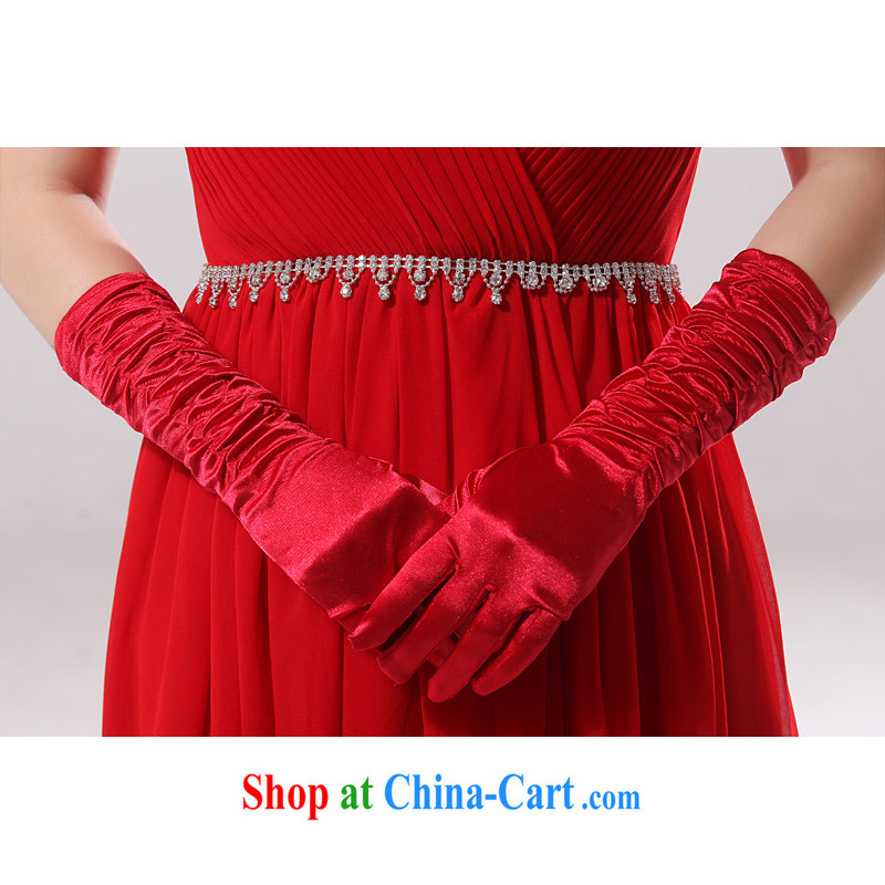 The United States and the long white, bridal wedding gloves red wrinkled wedding gloves wedding dresses with simple yet elegant casual wrinkled S - 03 red, and the US (Imeinuo), online shopping