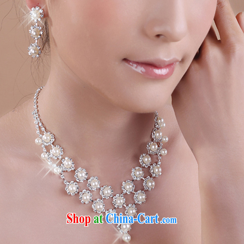 The United States and the bride's jewelry jewelry wedding accessories water drill pearl necklace wedding earrings Kit 2015 New E 101, AIDS, and the United States (Imeinuo), shopping on the Internet