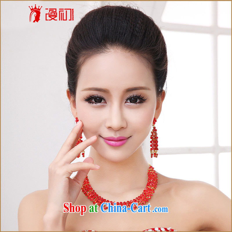 Early spread Korean bridal jewelry Kit red wedding dress wedding accessories bridal necklace water drilling female Kit red, diffuse, and shopping on the Internet