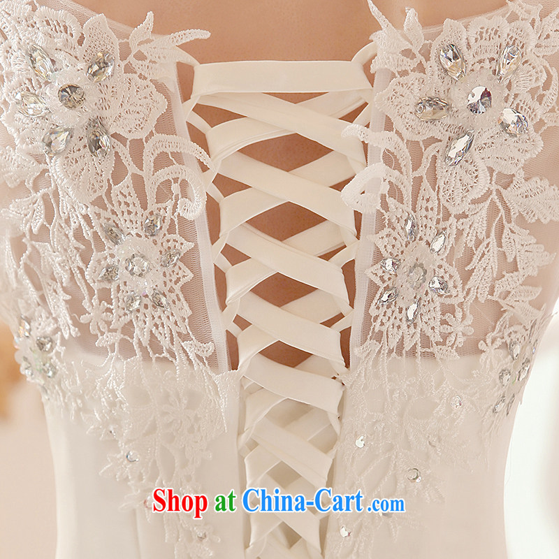 Qi wei wedding dresses new 2015 summer field shoulder wedding lace wedding with wedding band wedding, white Princess wedding dresses ivory white XL, Qi wei (QI WAVE), online shopping