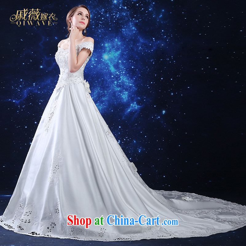 Qi wei summer 2015 new stylish Korean package shoulder wedding dresses ivory white satin wedding a Field shoulder Deluxe long-tail wedding dress girls ivory XL urgent contact customer service, Qi wei (QI WAVE), online shopping