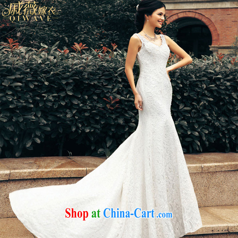 Wei Qi new elegant crowsfoot wedding bridal with trailing double-shoulder strap wedding dress girls ivory tailored final