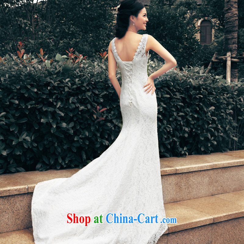 Wei Qi new elegant crowsfoot wedding bridal with trailing double-shoulder strap wedding dress girls ivory tailored final, Qi wei (QI WAVE), and, on-line shopping