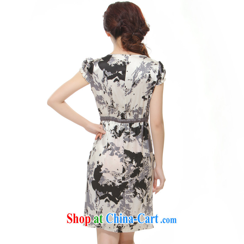 Slim li know summer 2015 new high-end heavy silk pocket, with improved modern cheongsam dress QR 512 gray XXL, slim Li (Q . LIZHI), online shopping