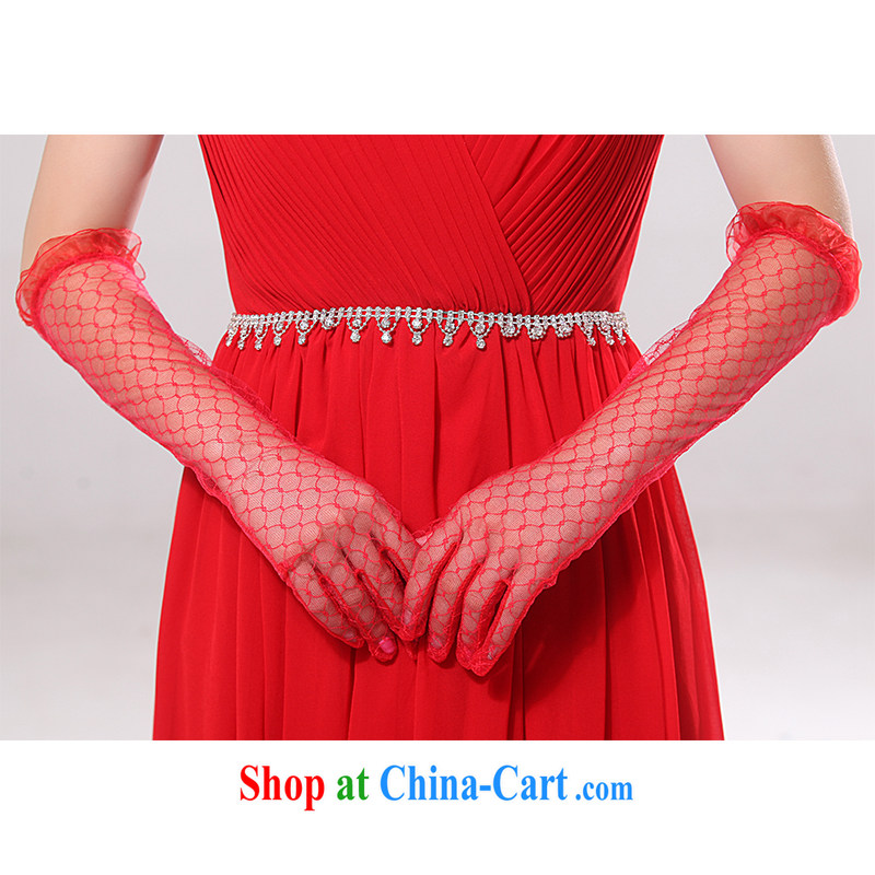 The United States and the long white, lace Openwork bridal gloves wedding terrace staple the Pearl wedding gloves wedding dresses accessories gloves S 512 red, and the US (Imeinuo), online shopping